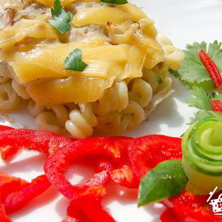 Запеканка из макарон с курицей