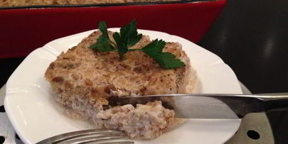 запеканка из полбы под сливками с соусом болоньезе