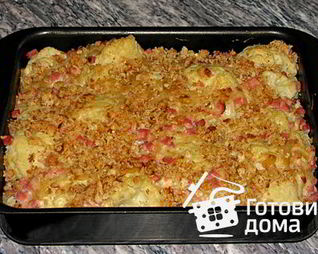 Запеканка из цветной капусты с ветчиной