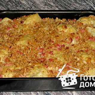 Запеканка из цветной капусты с ветчиной