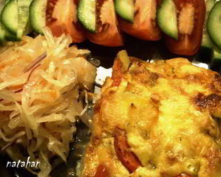 Запеканка с картофелем, овощами и фаршем