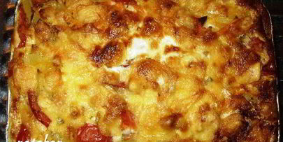 запеканка с картофелем, овощами и фаршем