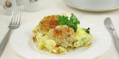 запеканка с мясными колобками