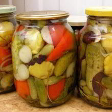 Рецепт Огурцы с патиссонами маринованные