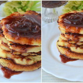 Медовые оладушки с домашним сливовым вареньем