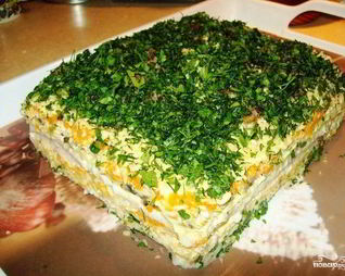 Бутербродный торт с сельдью