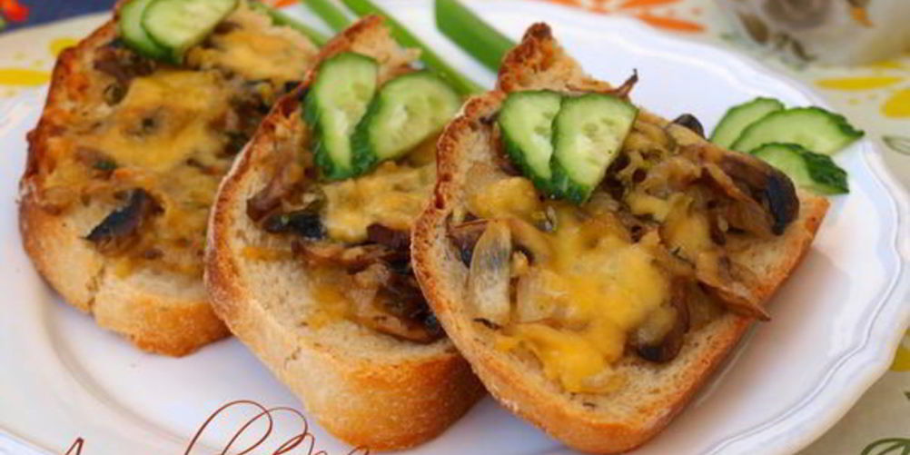 Рецепт запеченные бутерброды с шампиньонами