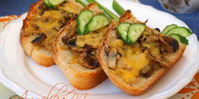 запеченные бутерброды с шампиньонами