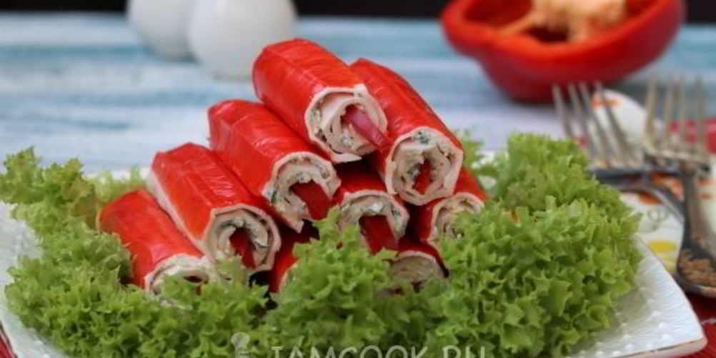 Рецепт крабовые палочки, фаршированные рыбной икрой и болгарским перцем