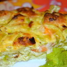 Рецепт Фриттата с креветками и луком пореем