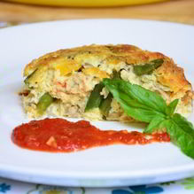 Рецепт Фриттата со стручковой фасолью помидорами черри и грибами