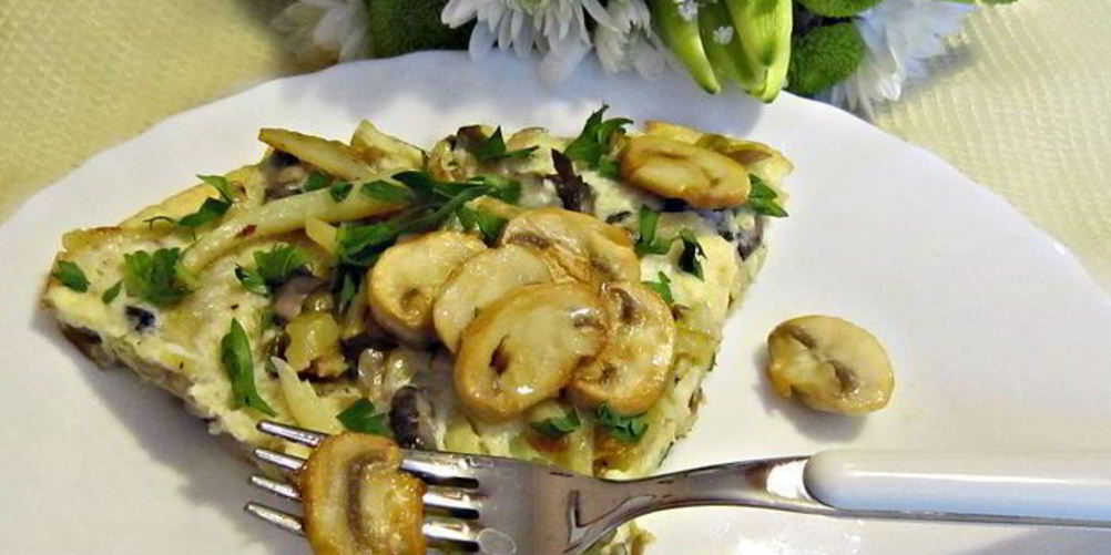 Рецепт грибная фриттата с картофелем и луком-пореем