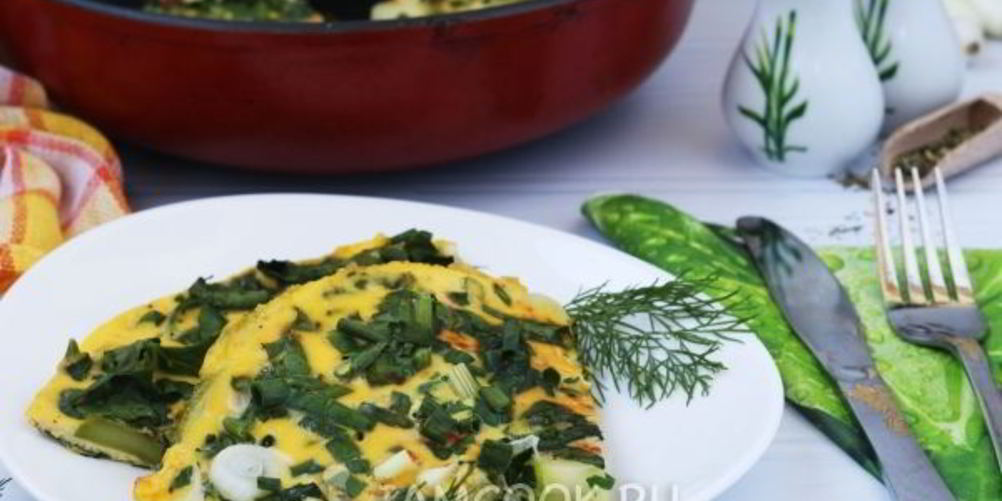 Рецепт омлет с кабачком и шпинатом
