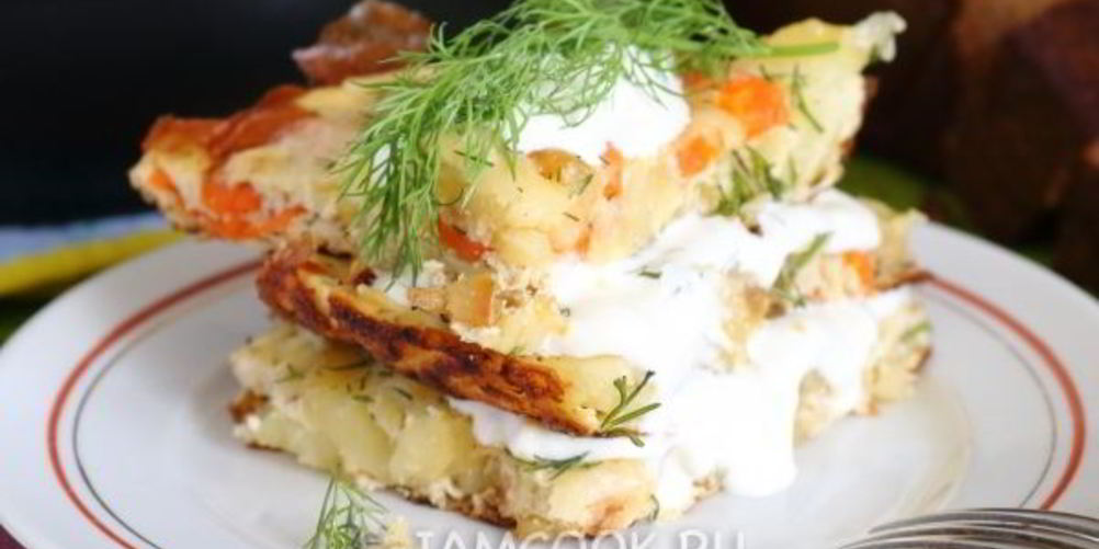 Рецепт омлет с картошкой на сковороде