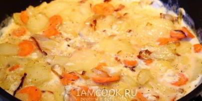 омлет с картошкой на сковороде