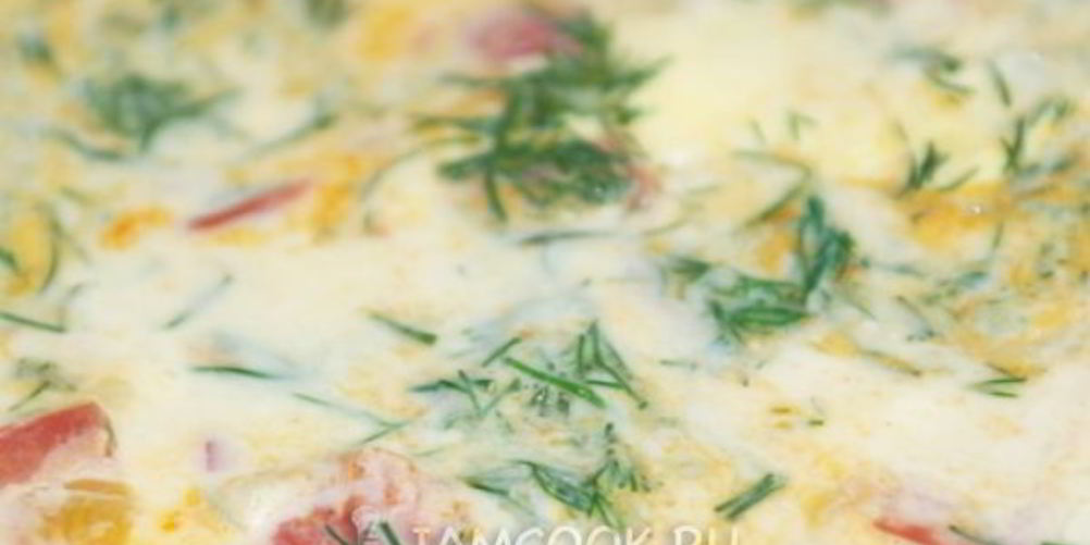 Рецепт омлет с помидорами, луком и укропом