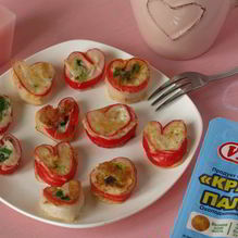 Рецепт Омлетики Сердца с крабовыми палочками