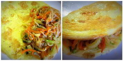 омусоба — японский омлет с овощами, лапшой и соусом тонкацу