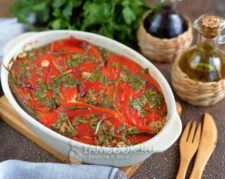 Овощной тьян из баклажанов и болгарского перца