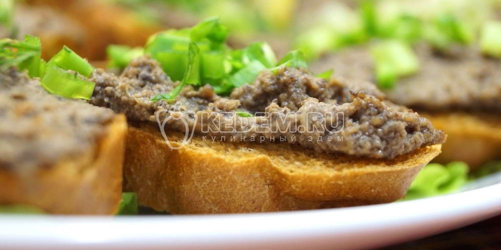 Рецепт паштет из куриной печени с грибами