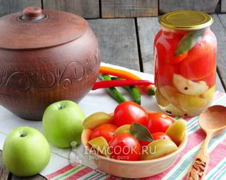 Помидоры с яблоками на зиму без уксуса