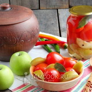 Помидоры с яблоками на зиму без уксуса