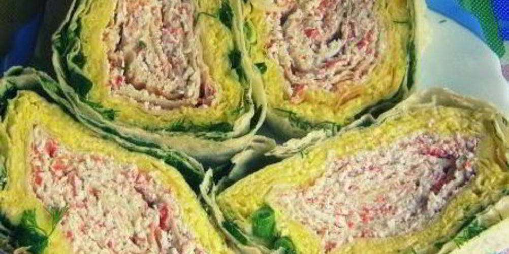 Рецепт крабовый рулет из лаваша светофор