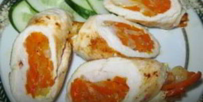 куриный рулет с овощами