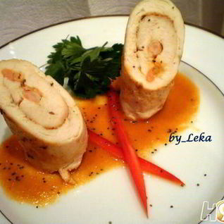 Куриные рулетики, фаршированные креветками