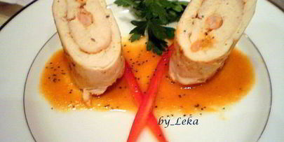 куриные рулетики, фаршированные креветками