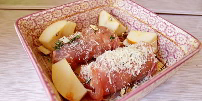 куриные рулетики с грушей и орехами