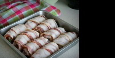 куриные рулетики в беконе