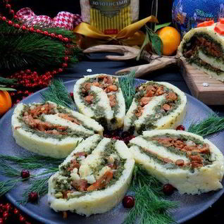 Рисовый рулет с лисичками