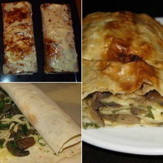 Рулет из лаваша с грибами