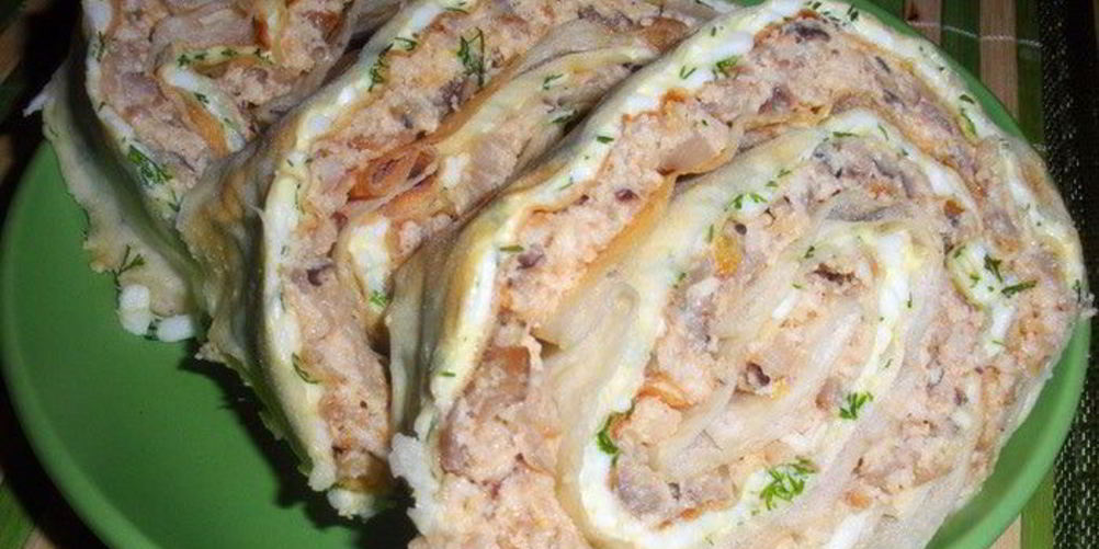Рецепт рулет из лаваша с курочкой и грибочками