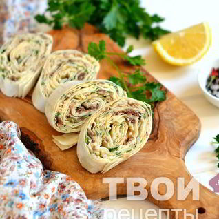 Рулет из лаваша с рыбой