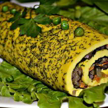 Рецепт Рулет из омлета с грибами