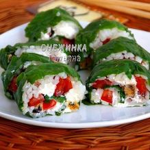 Рецепт Рулет из шпината с рисом и морепродуктами