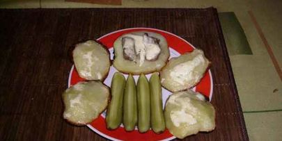 рулет куриный с гарниром