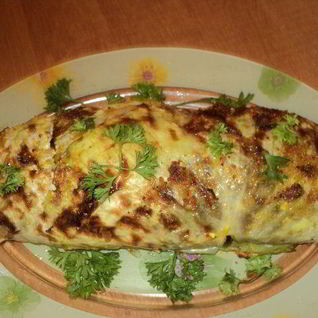 Рулет с капустой, гречневой кашей и грибами