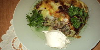 рулет с капустой, гречневой кашей и грибами