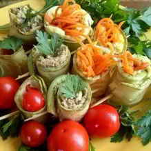 Рецепт Рулетики из кабачков с разными начинками