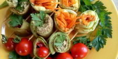 рулетики из кабачков с разными начинками