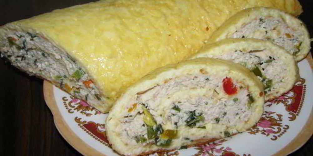 Рецепт сырно-куриный рулет