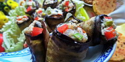 язычки из баклажана с двумя видами сыра