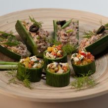 Рецепт Закуска из огурцов с фетой и болгарским перцем