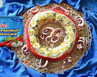 Заливная закуска из крабовых палочек