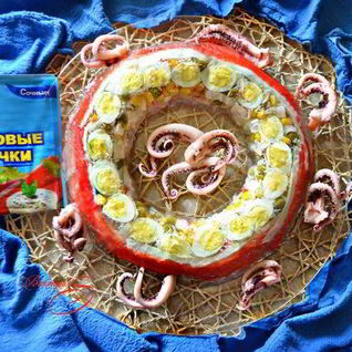 Заливная закуска из крабовых палочек