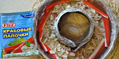 заливная закуска из крабовых палочек