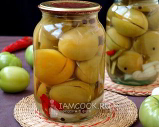 Зеленые помидоры с чесноком на зиму